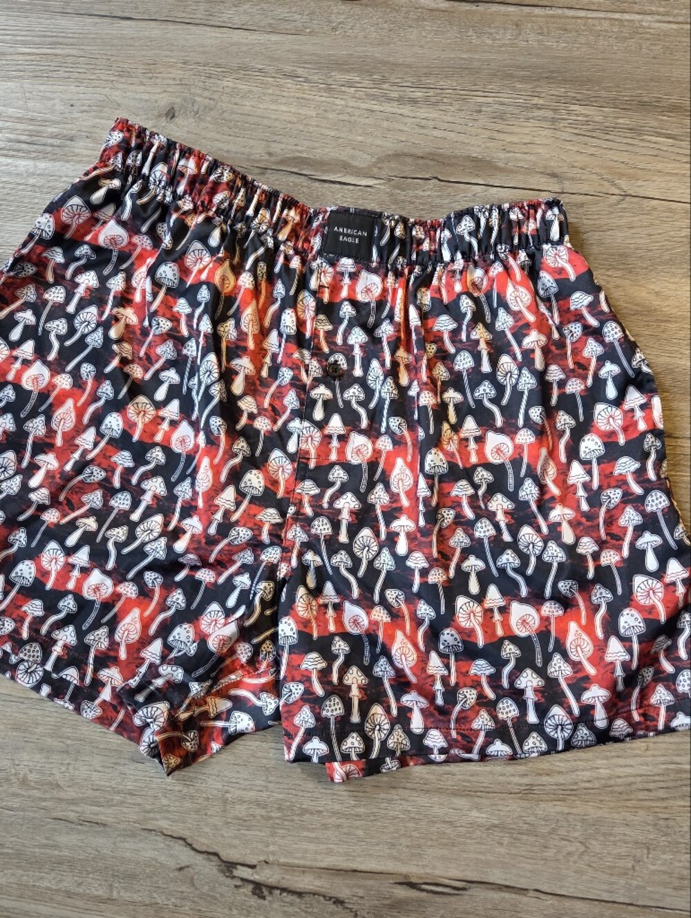 American Eagle 4" Satin Boxer Mushroom Briefs Loungewear Button Fly Large Sleep - Picture 3 of 6